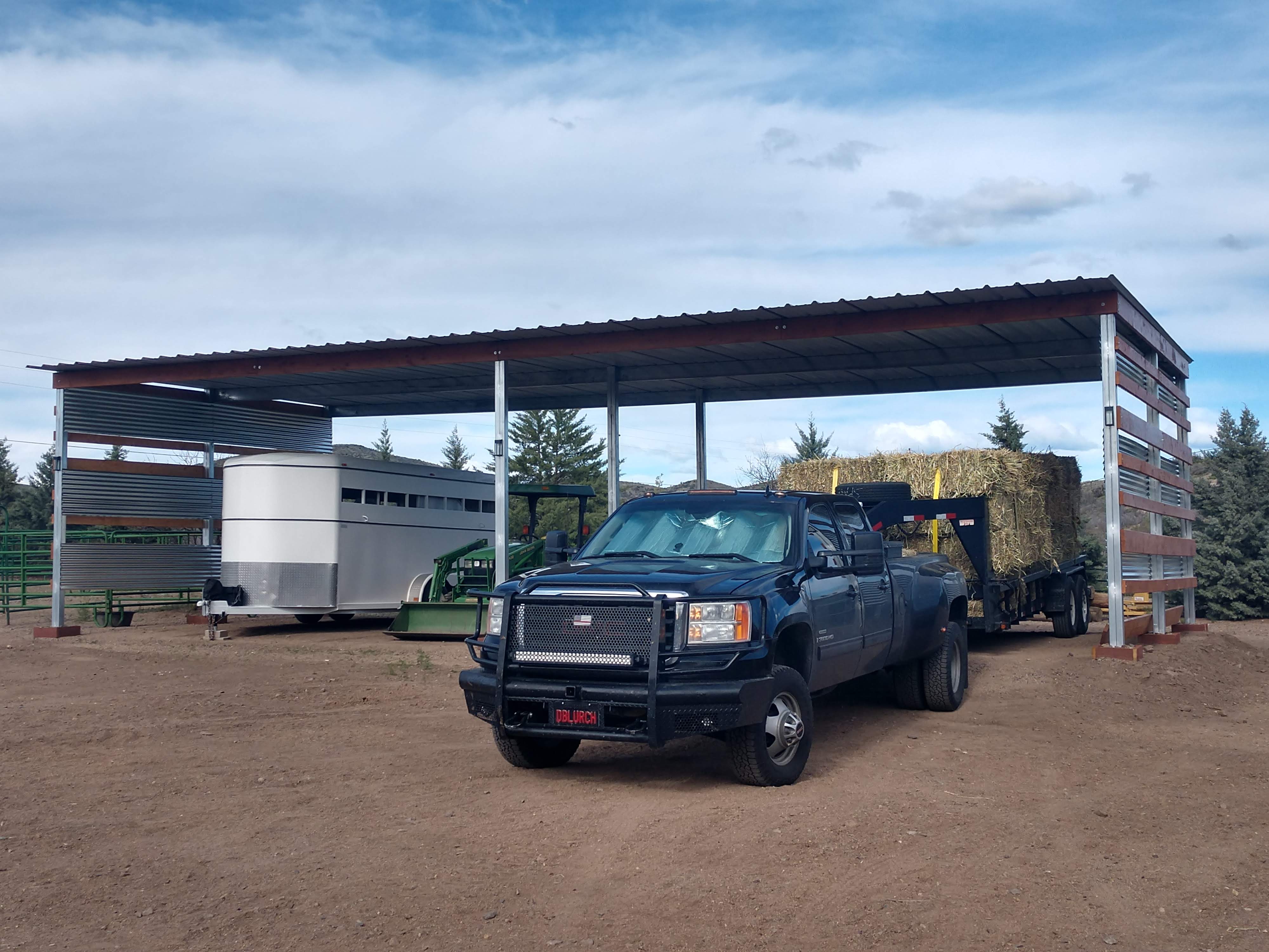 Truck and 40-foot trailer hauling hay directly from Yuma farms